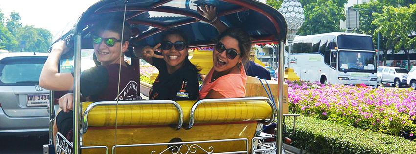 Riding a tuktuk in Bangkok