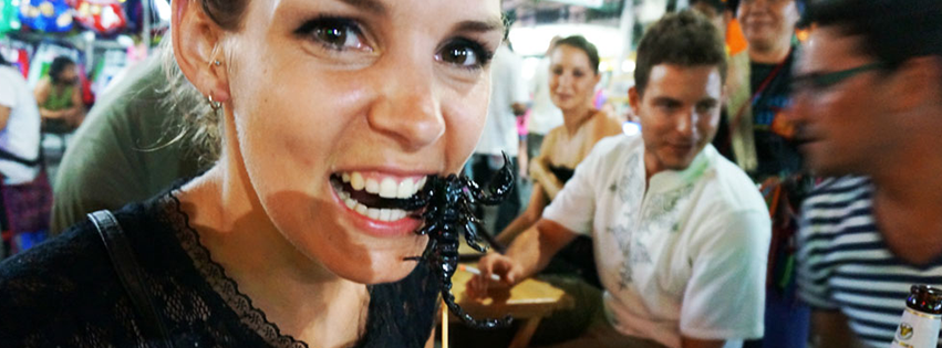 Eating a scorpion in Bangkok