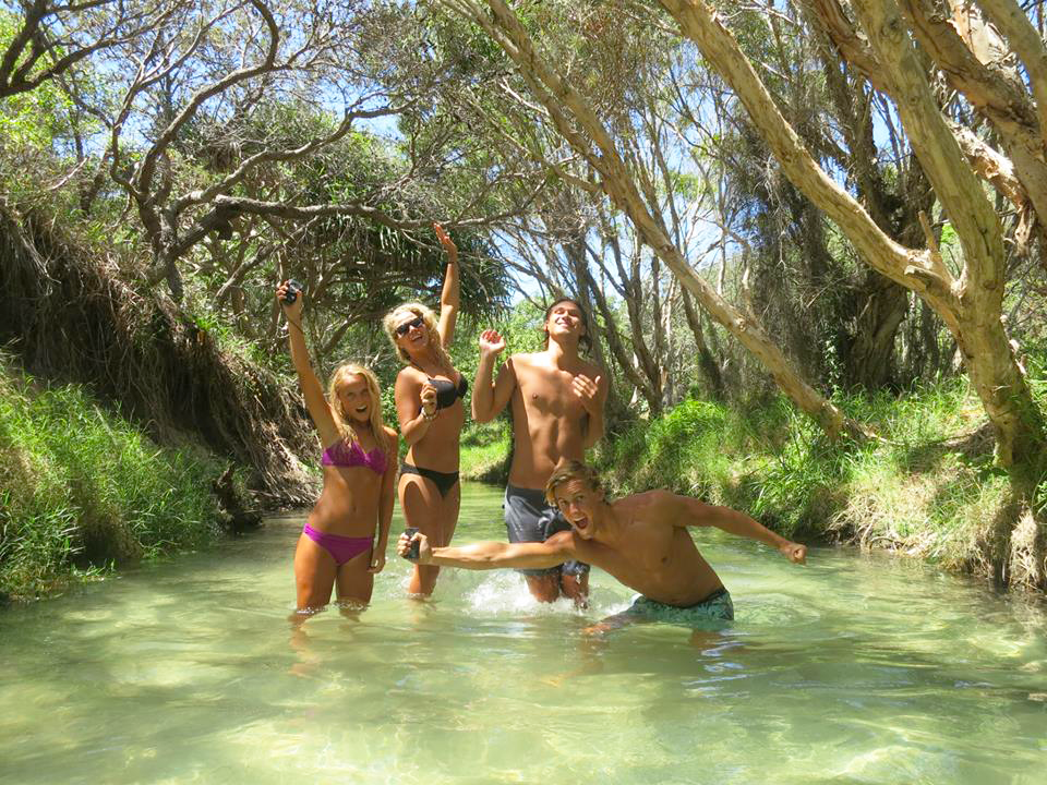 Having fun with friends in Eli Creek, Fraser Island