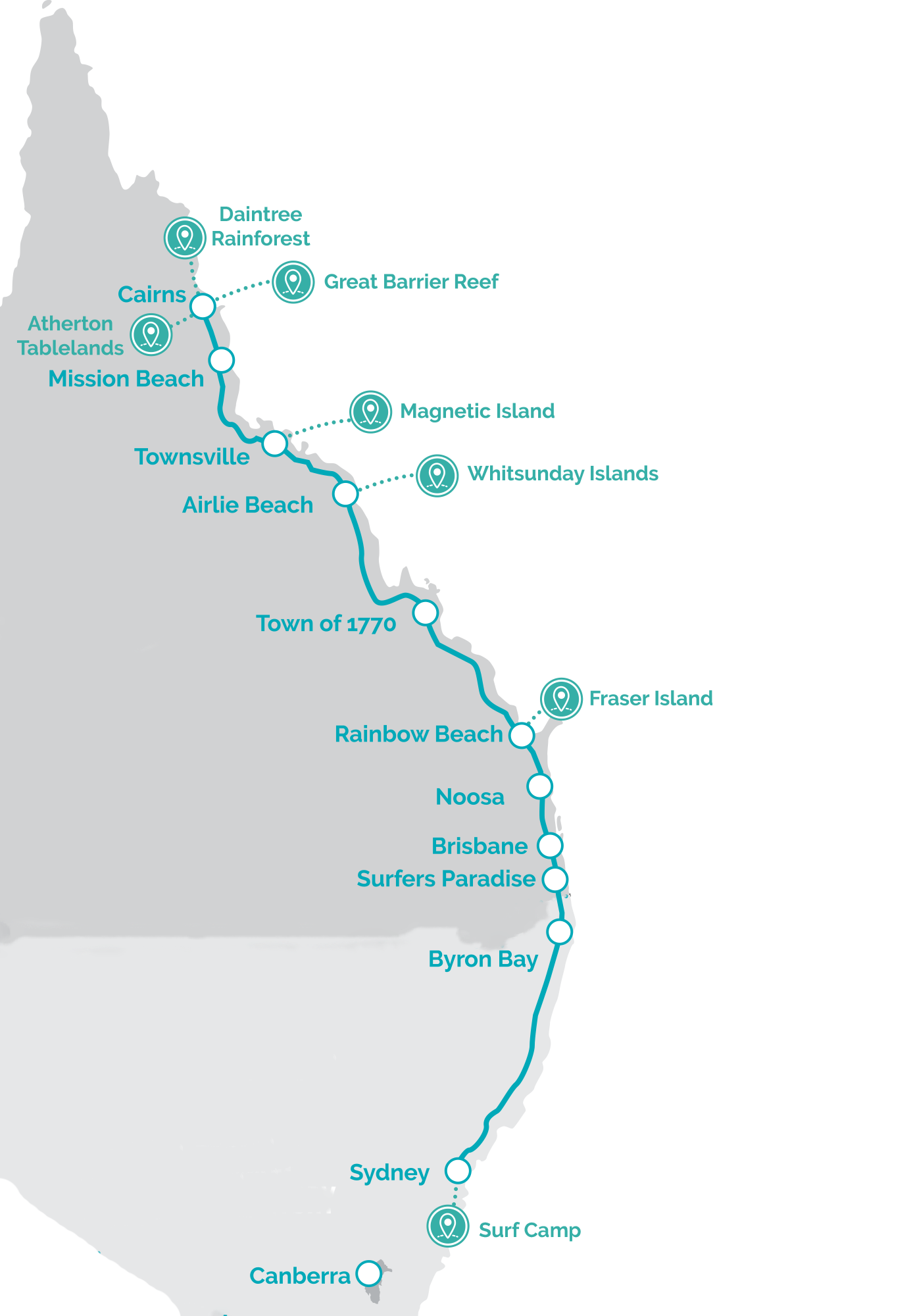 Backpacker Tours Australia Map East Coast