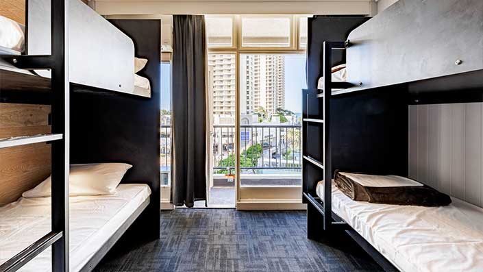 East-Coast-Australia-Where-we-Stay-Bunk-Surfers-Room-View