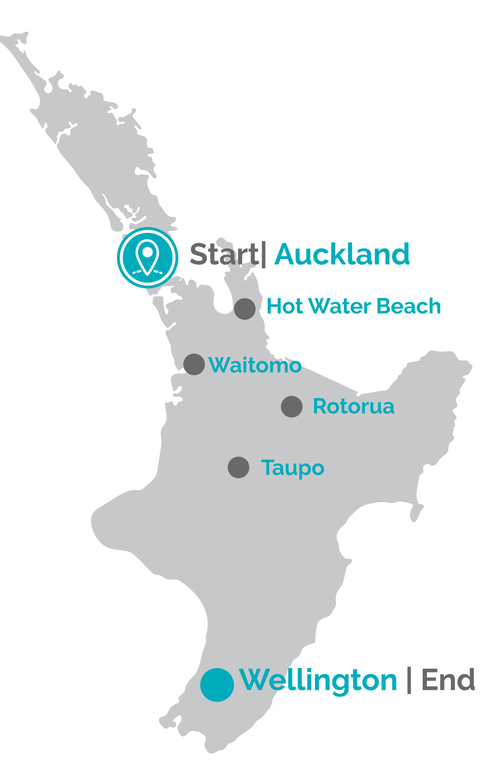 North Island New Zealand Map Group Bus Pass