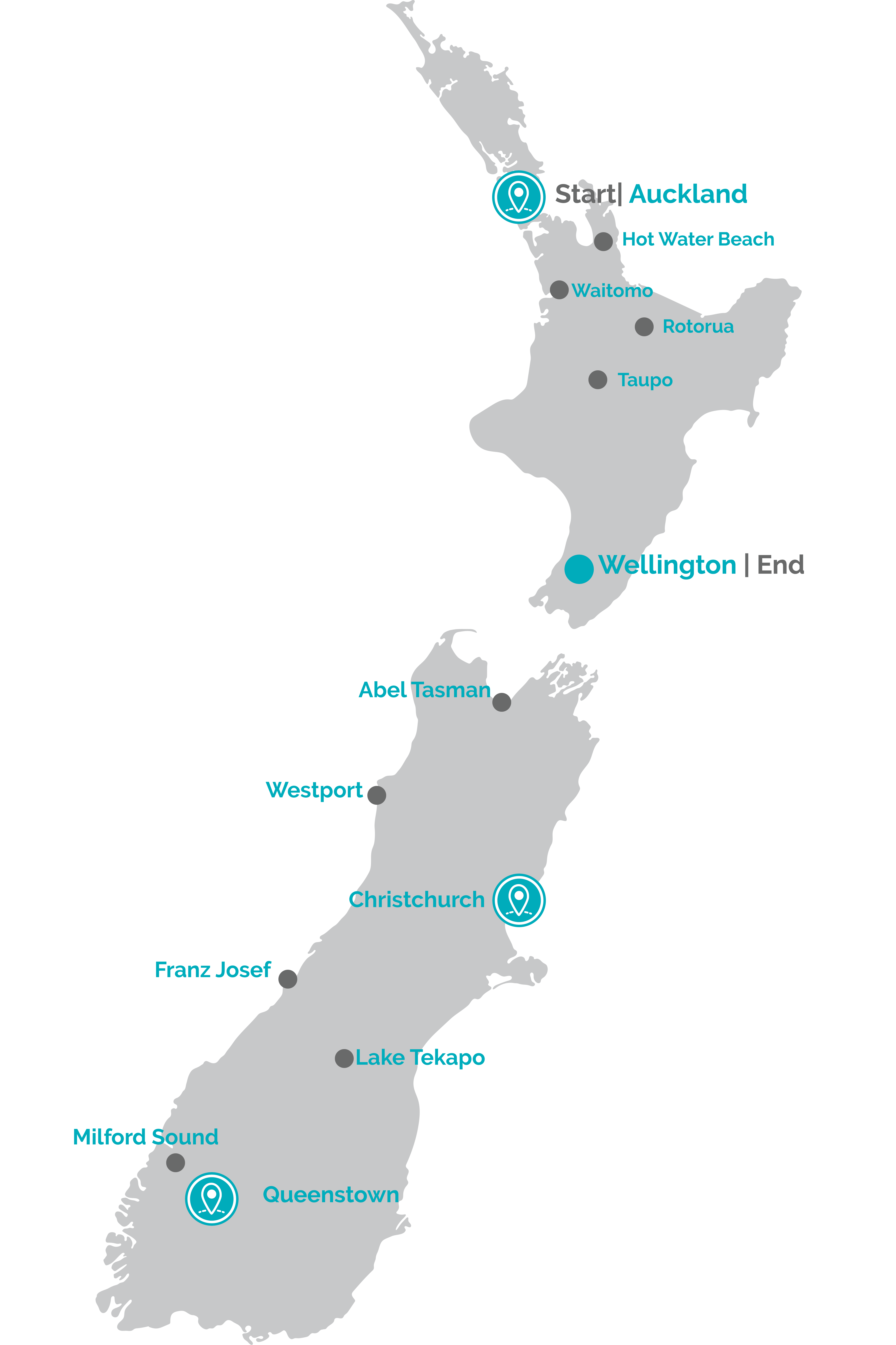 Ultimate New Zealand Maps North and South Island Map Travel Bus Pass