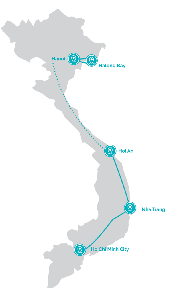 Vietnam Group Tour 9 Day Map